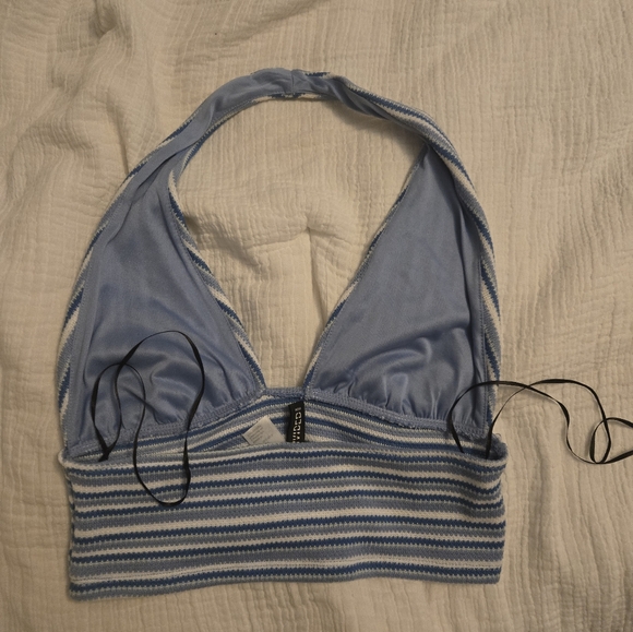 H&M Blue and White Striped Halter Tank Top - Picture 4 of 5